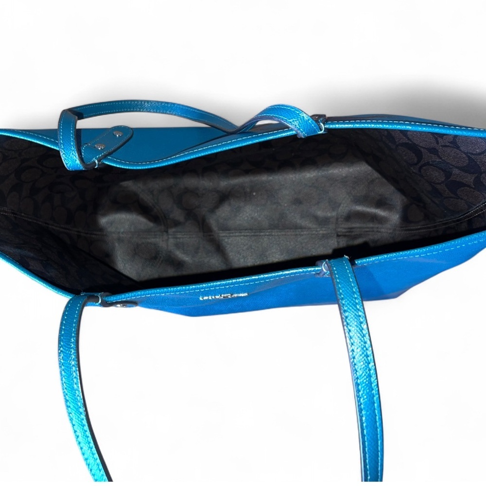 Coach Blue Tote with Matching Pouch - Picture 6 of 6